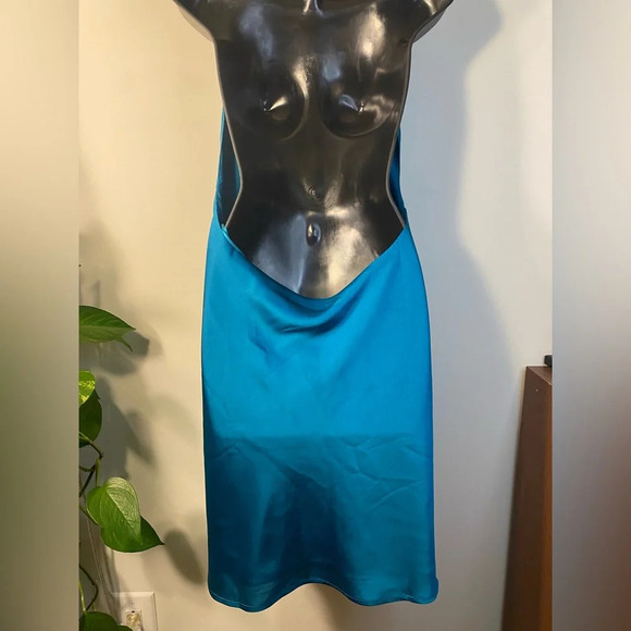NWT FRENCH CONNECTION | INU SATIN MINI DRESS | OCEAN DEPTHS,SIZE 10 - Picture 9 of 14